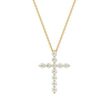 Load image into Gallery viewer, GILDED 1 ct. T.W. Lab Grown Diamond (SI1 Clarity, F Color) and 14 KT Gold Plated Sterling Silver Cross Pendant with an 18 Inch Spring Ring Clasp Cable Chain
