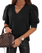 Load image into Gallery viewer, Women&#39;s Puff Short Sleeve Sweater Tops 2025 Spring Summer Trendy Casual T Shirts Blouses
