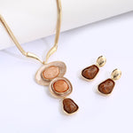 Load image into Gallery viewer, Mycitta Chunky Statement Y Necklace Earrings Set Gold Champagne Geometric Jewelry Set Women Wedding bridal Aesthetic Resin Bib Necklace Fashion Jewelry Party Prom Gift
