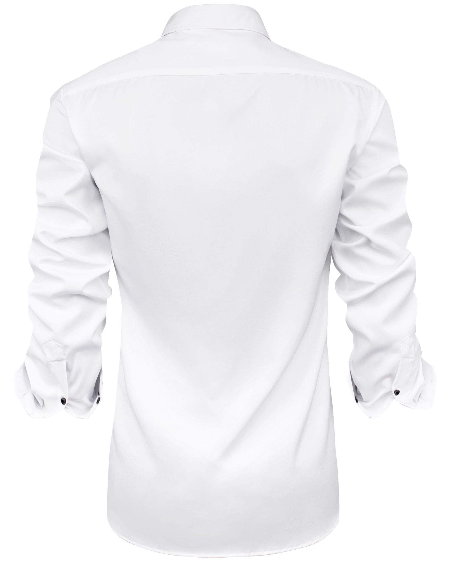 J.VER Men's Casual Long Sleeve Stretch Dress Shirt Wrinkle-Free Regular Fit Button Down Shirts White Black Medium