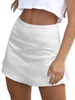Load image into Gallery viewer, LYANER Women&#39;s Casual Satin Silk High Waist Zipper Mini Short Skirt Solid White#1 Small
