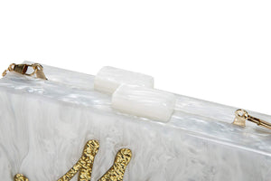 MRS Clutch Purse Women Evening Handbag Acrylic Clutch Bag for Bride Party GLD