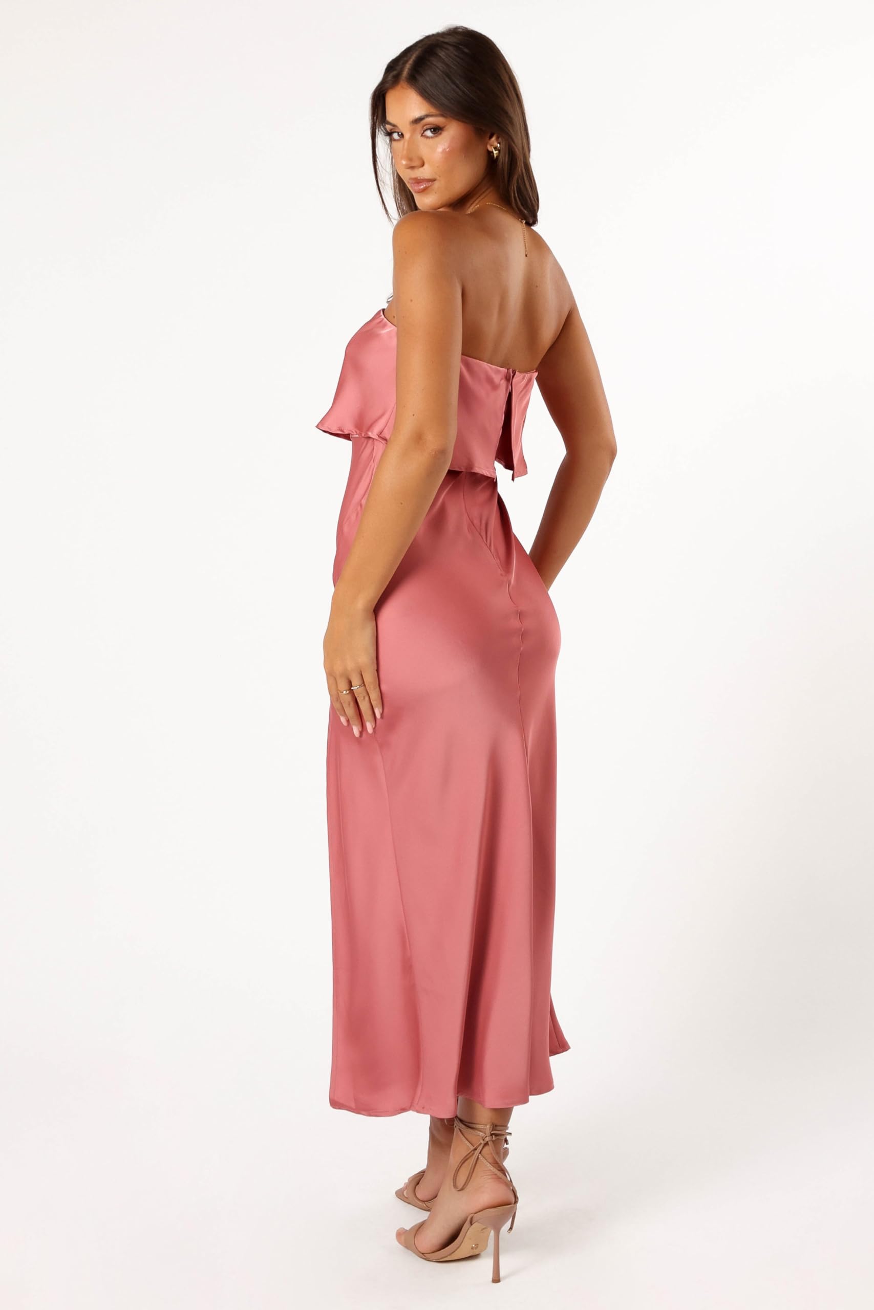 Petal & Pup Women's Vienna Strapless Midi Dress, Dusty Rose