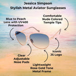 Load image into Gallery viewer, Jessica Simpson Women's J5596 Classic Metal Aviator Pilot Sunglasses with UV400 Protection - Glamorous Sunglasses for Women, 60mm
