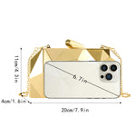 Load image into Gallery viewer, Reberomantic Women Lattice Pattern Metal Handbag Chain Geometric Evening Clutch Purse (G-Large Gold)
