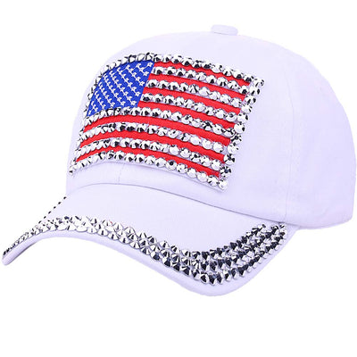 oaesc Patriotic American Flag Baseball Cap USA Bling Sparkle Hat for Women 4th July Summer Sun Cap
