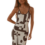 Load image into Gallery viewer, Fabumily Sexy Knit Bodycon Dress for Women Sleeveless Spaghetti Strap Cut Out Maxi Dress Backless Y2K Summer Beach Dresses (A- Coffee &amp; Beige, XS)
