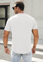 Load image into Gallery viewer, JMIERR Mens Muscle Slim Fit Button Henley Shirts Summer Crewneck Short Sleeve Longline Fitted T-Shirt Gym Workout Athletic Tee Shirt for Man, 2XL, White
