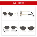 Load image into Gallery viewer, Ray-Ban RB3757 Kai 921387 56MM Pale Gold/Dark Grey Oval Sunglasses for Men for Women + Bundle with Accessory Eyewear Kit
