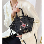 Load image into Gallery viewer, Novelty Unique 3D Lady Face PU Leather Top Handle Satchel Handbags for Women Funky Tote Purse Hobo Crossbody Shoulder bags (Crocodile Black)

