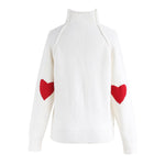 Load image into Gallery viewer, CHICWISH Women Comfy Casual Long Sleeve Heart Shape Patched White Knit Top Pullover Sweater
