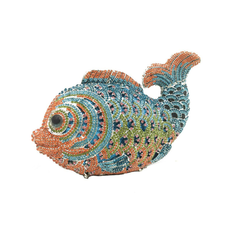 Tngan Women Mini Fish Clutch Luxury Rhinestones Purse Sparkling Banquet Handbag Wedding Party Clutch Bag, Multicolor Blue 2