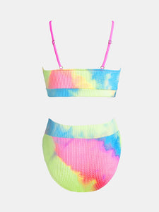 CUPSHE Women's Bikini Set Two Piece Swimsuits High Waisted Scoop Neck Spaghetti Adjustable Straps Textured,M