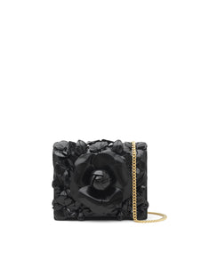 Oscar de la Renta, Floral Mini Spazzolato TRO Bag, OS, Black