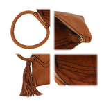 Load image into Gallery viewer, Womens Clutch Purse Wristlet Wallet Evening w/Hand Strap Casual Formal Vegan Leather - Metro Muse (FRINGE-COFFEE)
