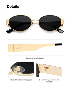 SOJOS Retro Oval Sunglasses for Women Trendy Sun Glasses Classic Shades UV400 Protection SJ1217 Gold/Grey