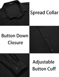 COOFANDY Men's Dress Shirts Wrinkle Free Slim Fit Dress Shirt Casual Button Down Shirt Black