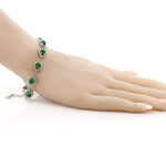 Load image into Gallery viewer, Gem Stone King 925 Sterling Silver 7X5MM Oval Gemstone Birthstone Tennis Bracelet | Halo Statement Bracelet For Women | Size 7.5 Inch
