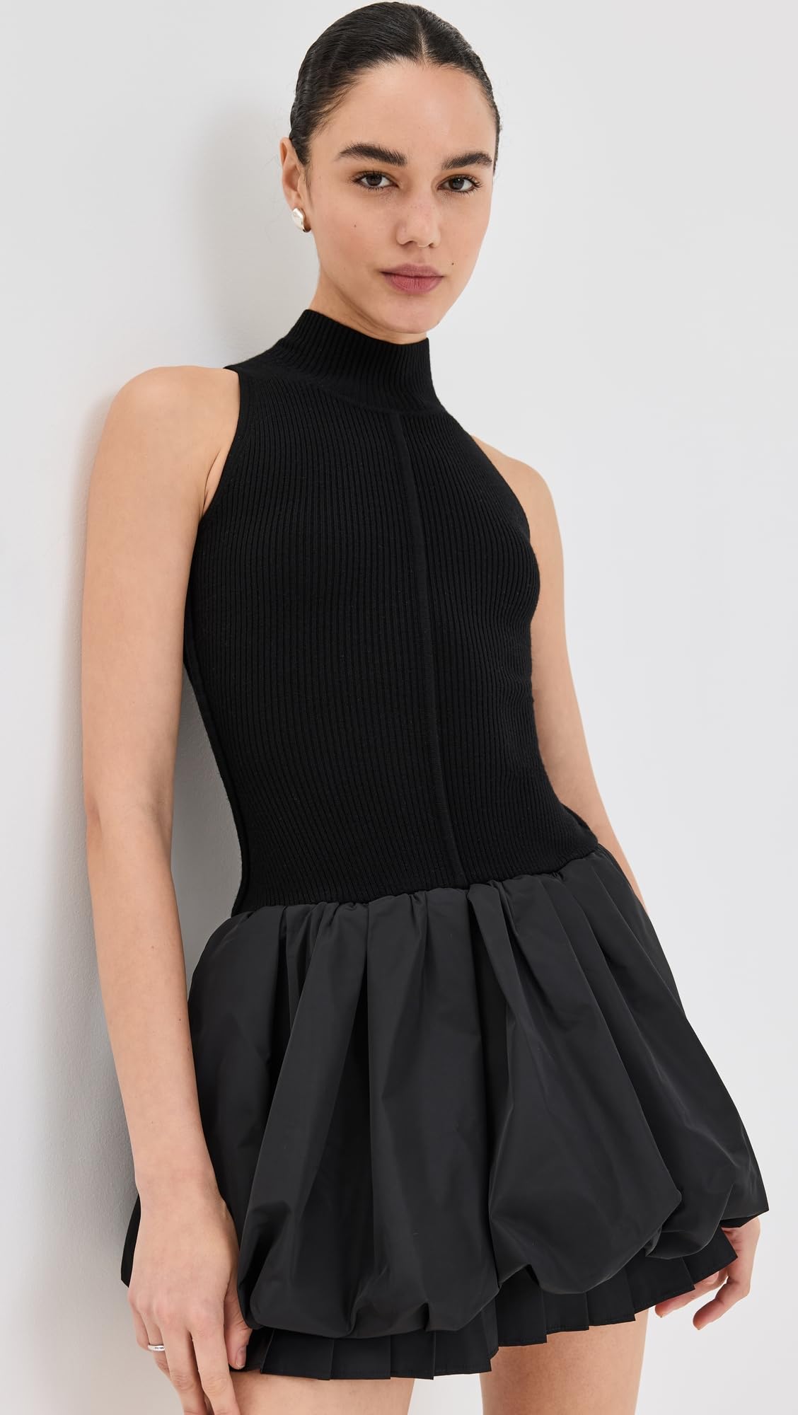 Sea Women's Belen Taffeta Knit Mini Bubble Dress, Black, M