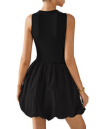 Load image into Gallery viewer, KIRUNDO Summer Bubble Dress for Women 2025 Casual Mini Spring Bodycon Cocktail Dresses Sleeveless Drop Waist Sundress Beach(Black, Large)
