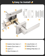 Load image into Gallery viewer, Gobrico 5 Pack Satin Nickel Square Door Levers with Privacy Lock,for Bedroom and Bathrom,Zinc Alloy Made Heavy Duty
