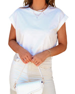 Load image into Gallery viewer, Tankaneo Womens Short Sleeve Cropped T-Shirts Summer Rolled Dolman Sleeve Crop Tops Casual Round Neck Solid Short Basic Tees
