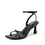 Load image into Gallery viewer, Athlefit Black Kitten Heels for Women Square Open Toe Strappy High Heels Comfortable Dressy Summer Graduation Ankle Strap Heeled Sandals Size 9
