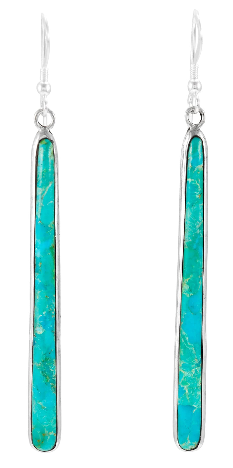 Turquoise Earrings 925 Sterling Silver & Genuine Gemstones (Choose Color) (Turquoise)