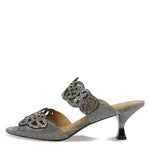 Load image into Gallery viewer, J. Renee Francie - Heels for Women - Soft Satiny Fabric Uppers - Open Toe - Synthetic Linings - Sculpted Heel Pewter Glitter 7 N (AA)
