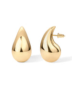 Load image into Gallery viewer, PAVOI 14K Gold Plated 925 Sterling Silver Post Teardrop Chunky Hoop Earrings - Lightweight Drop Yellow for Women - 22mm Designer Dupe Earrings
