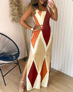 Load image into Gallery viewer, CHICME Women's Summer Maxi Dress Casual Thick Strap Square Neck Boho Sundress Split Travel Vacation Dresses with Pockets Multicolor-M
