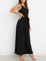 Load image into Gallery viewer, ANRABESS Women Summer Dressy Jumpsuits One Shoulder Sleeveless Casual Wide Leg Pants Romper Jumper 2025 Trendy Outfits Black Medium
