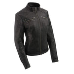 Load image into Gallery viewer, Milwaukee Leather SFL2801 Women&#39;s Racer Black Stand Up Collar Motorcycle Fashion Leather Jacket - Medium
