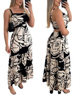 Load image into Gallery viewer, CHICME Summer Dresses for Women 2026 Sleeveless Casual Boho Maxi Dress Square Neck Hollow-Out Floral A Line Black Dress-M
