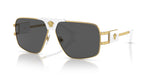 Load image into Gallery viewer, Versace VE 2251 147187 Gold &amp; White Metal Square Sunglasses Grey Lens
