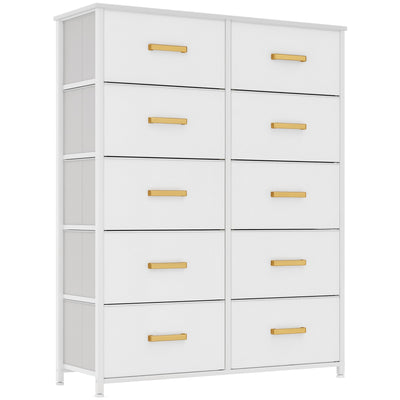 YITAHOME 10 Drawers Dresser, Fabric Dresser, Tall Chest Organizer Unit for Living Room, Hallway, Closets, Sturdy Steel Frame, Wooden Top