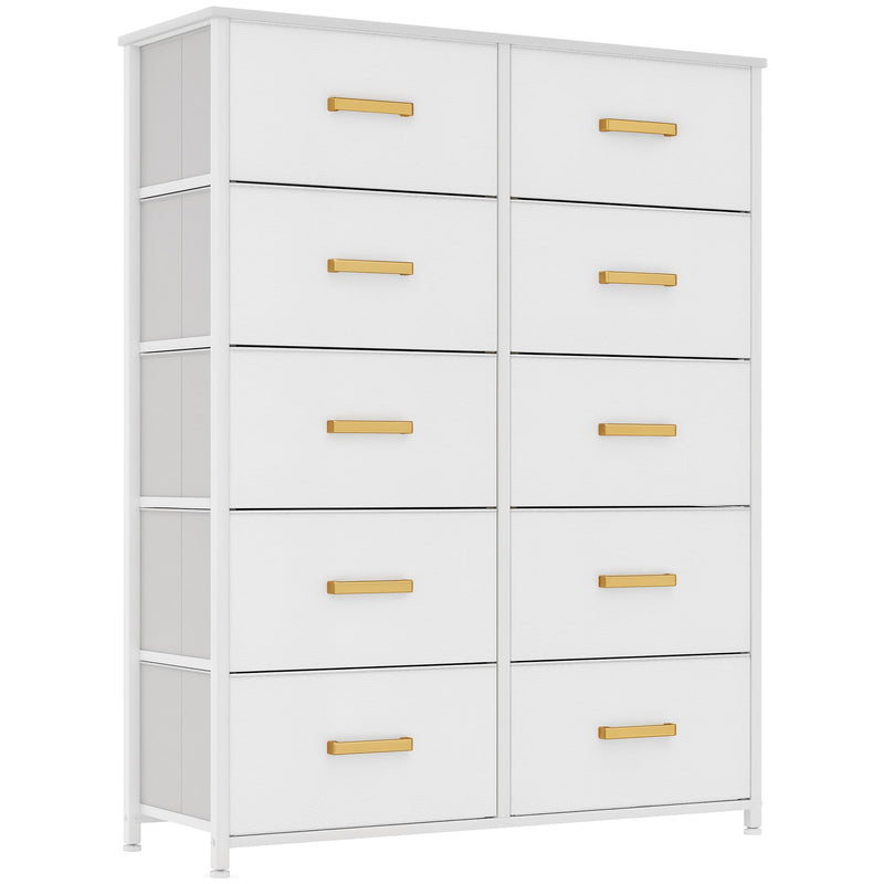 YITAHOME 10 Drawers Dresser, Fabric Dresser, Tall Chest Organizer Unit for Living Room, Hallway, Closets, Sturdy Steel Frame, Wooden Top