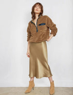 Load image into Gallery viewer, Zeagoo Womens Midi Skirt Satin High Waist Skirt Elegant Silk Skirts Khaki
