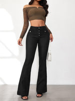 Load image into Gallery viewer, GOLDPKF Womens Bell Bottom High Waisted Jeans Flare Curvy Tummy Control Button Fly Denim Pants Slim Stretch Bootcut Leg Trouser with Pockets Black M
