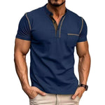 Load image into Gallery viewer, Men&#39;s Fashion Henley Shirt Classic Short/Long Sleeve Lightweight Button Cotton T-Shirt Casual Top Blue
