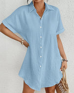 Load image into Gallery viewer, Bsubseach Women Swimsuit Coverup Shirt Dress Button Down Bathing Suit Cover Up Beachwear Sky Blue M
