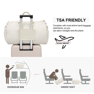 Convertible Garment Travel Bag,Overnight Bag Women Duffle Bag with Shoe Pouch 2 in 1 Hanging Cloting Suit Luggage