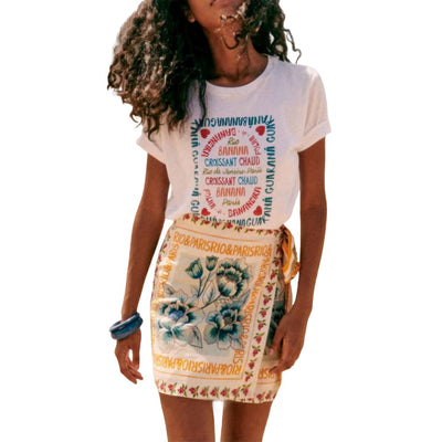Talakeno Womens Summer Floral Wrap Short Skirt Tie Side High Waist A Line Beach Vacation Boho Mini Skirt(Multicolor,L)