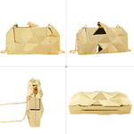 Load image into Gallery viewer, Reberomantic Women Lattice Pattern Metal Handbag Chain Geometric Evening Clutch Purse (G-Large Gold)
