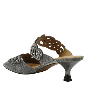J. Renee Francie - Heels for Women - Soft Satiny Fabric Uppers - Open Toe - Synthetic Linings - Sculpted Heel Pewter Glitter 7 N (AA)