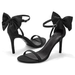 Load image into Gallery viewer, Coutgo Womens Ankle Strap High Heels Open Toe Stiletto Bow Tie Knot Heeled Sandals Fashion Wedding Dress Pump Shoes Black 8.5
