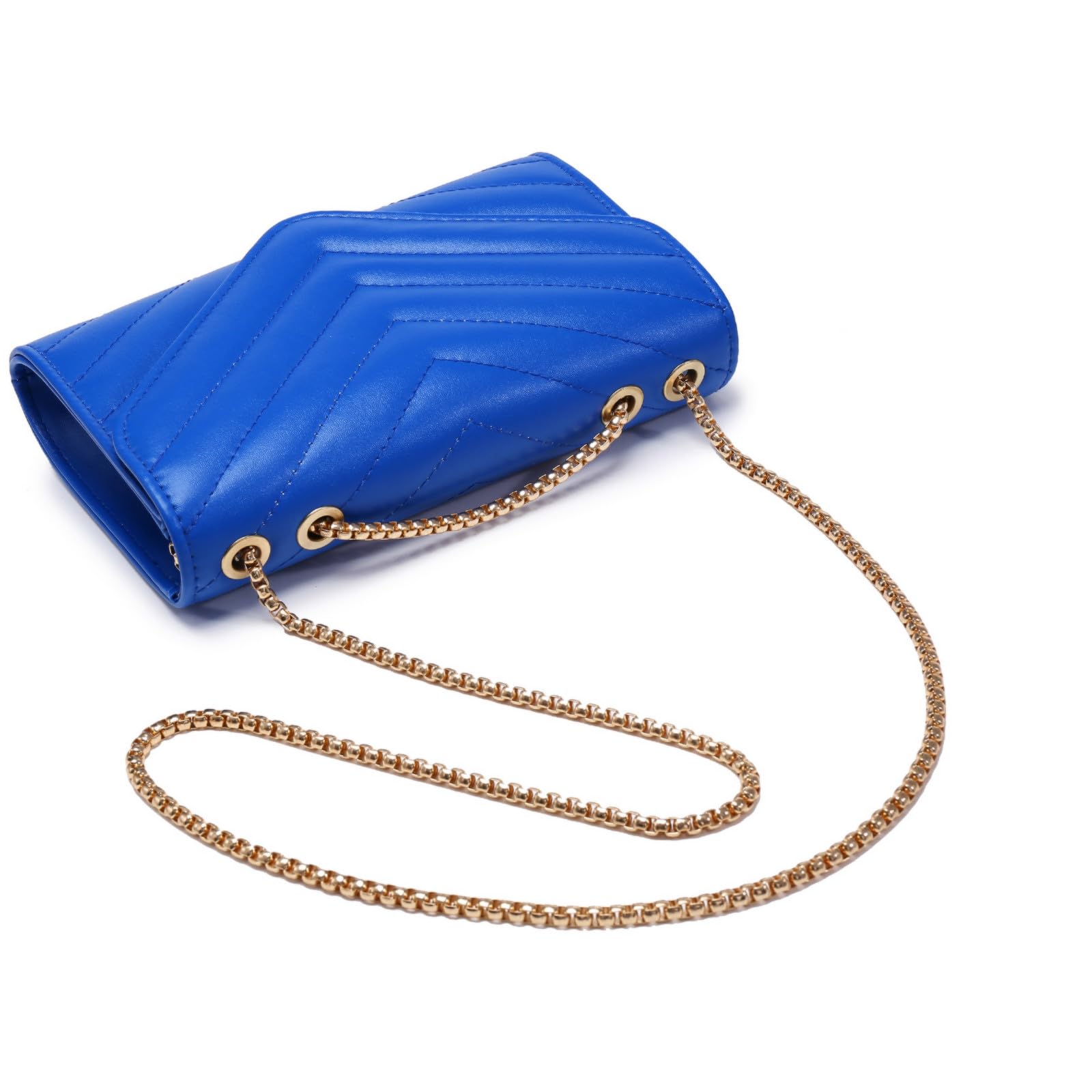 Dasein Women Small Quilted Crossbody Bags Stylish Designer Evening Bag Clutch Purses and Handbags with Chain Shoulder Strap (Royal Blue)