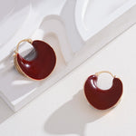 Load image into Gallery viewer, YUJIE Unique Chunky Hoop Earrings for Women- Burgundy Gold-Tone Textured Statement Jewelry
