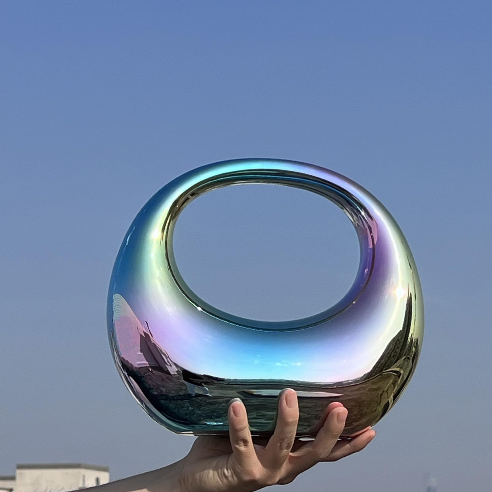 YYW Acrylic Evening Clutch Purse Moon Shape Unique Transparent Evening Handbag