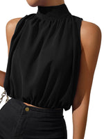 Load image into Gallery viewer, SOLY HUX Womens Halter Tops Sleeveless High Neck Summer Crop Tops Dressy Casual Blouses Solid Black L
